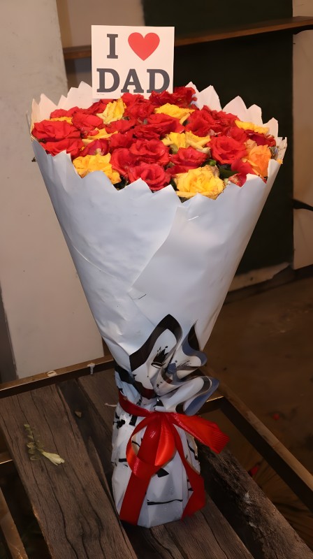 Red & Yellow Rose Bouquet(I Love Dad)