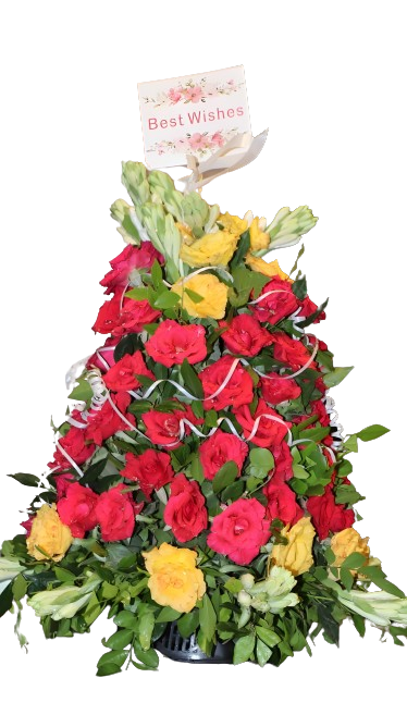 Table Basket Red & Yellow Rose(Best Wishes)